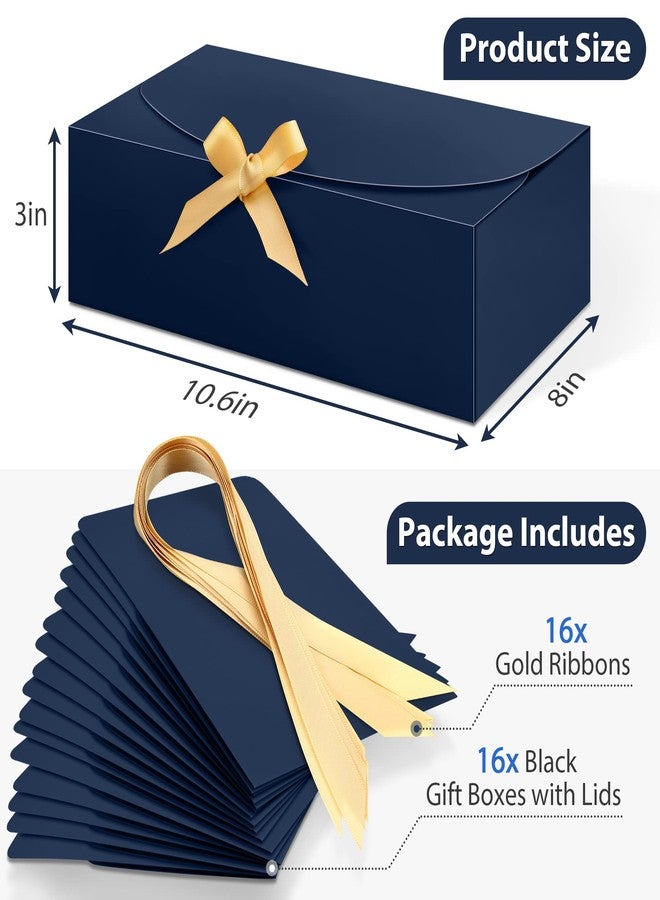 SWANGSA 16Pcs Gift Boxes with Lids, 10.6''x7.8''x3.1'' Blue Kraft Paper Gift Box, Bridesmaid Proposal Box with Ribbon and 70pcs Adhesive Dots, for Wedding, Packaging, Present, Birthday, Cupcake Boxes - Image 2